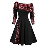 Retro Weihnachtskleid Damen Langarm Rockabilly...